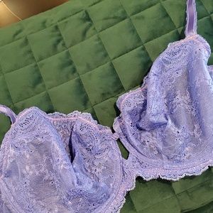 Wacoal underwire unlined lace bra, periwinkle blue, 34dd